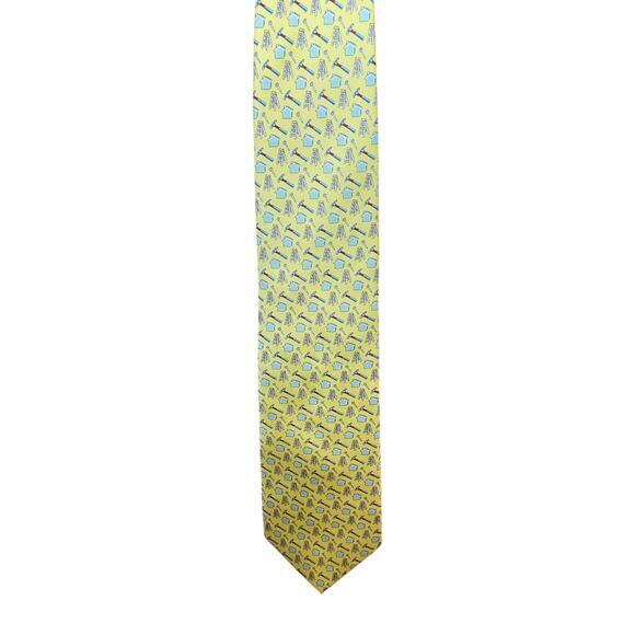 NWT Vineyard Vines Men Tie 100% Silk Yellow & Blue Building Construction Hammer‎ - Picture 1 of 8